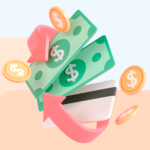 Gráfico con monedas y flechas mostrando el movimiento de dinero, ilustrando ejemplos de flujo de efectivo para la salud financiera de un negocio.